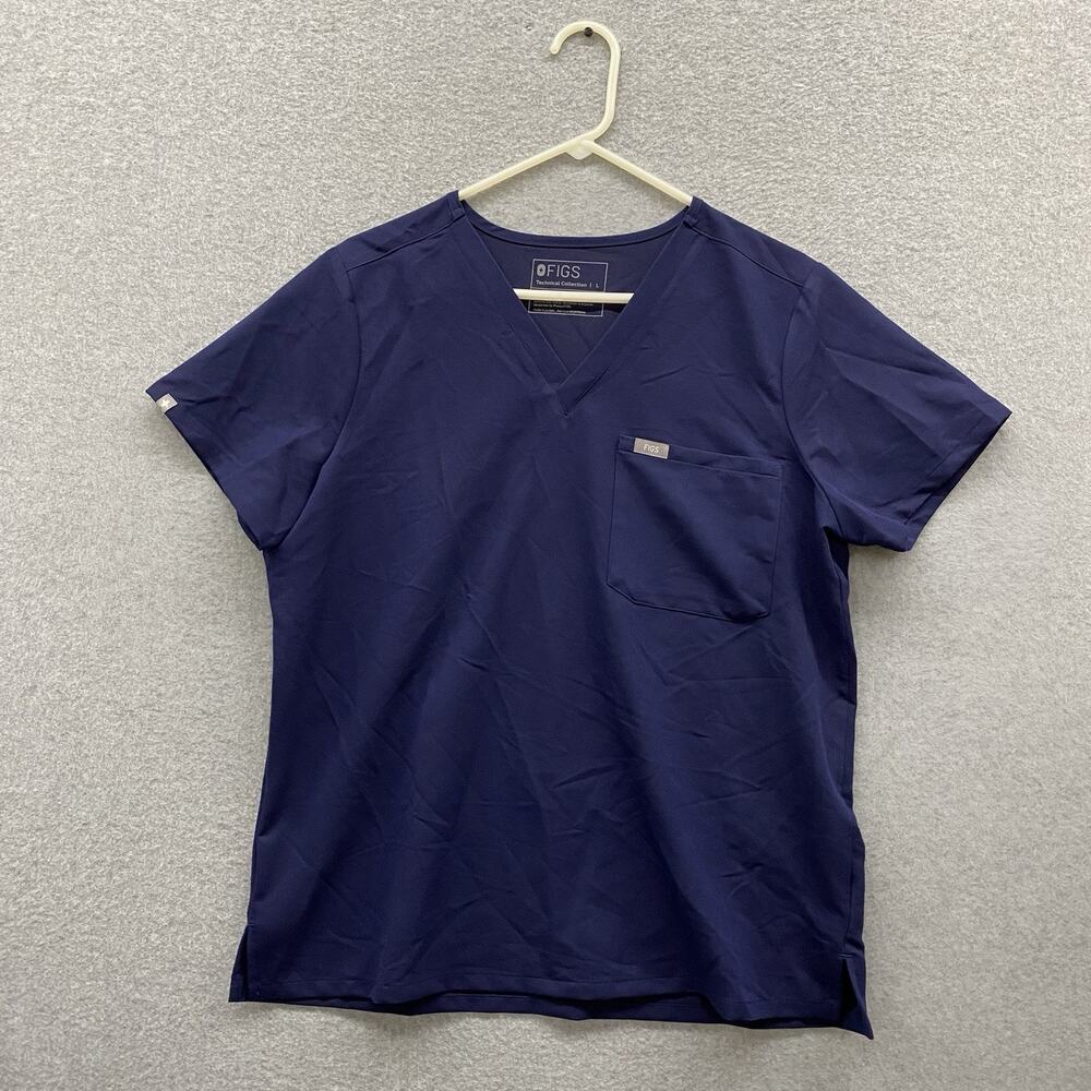 FIGS Catarina Scrub Top Women’s Large Navy Blue Technical Collection PO 9566